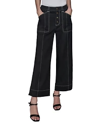 Karl Lagerfeld Paris Women's Stitch-Trimmed Cropped Pants