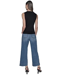Karl Lagerfeld Paris Women's Ribbed Button-Front Sweater Tank Top