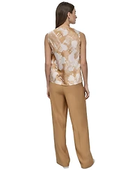 Dkny Petite Printed Sleeveless Cowlneck Top
