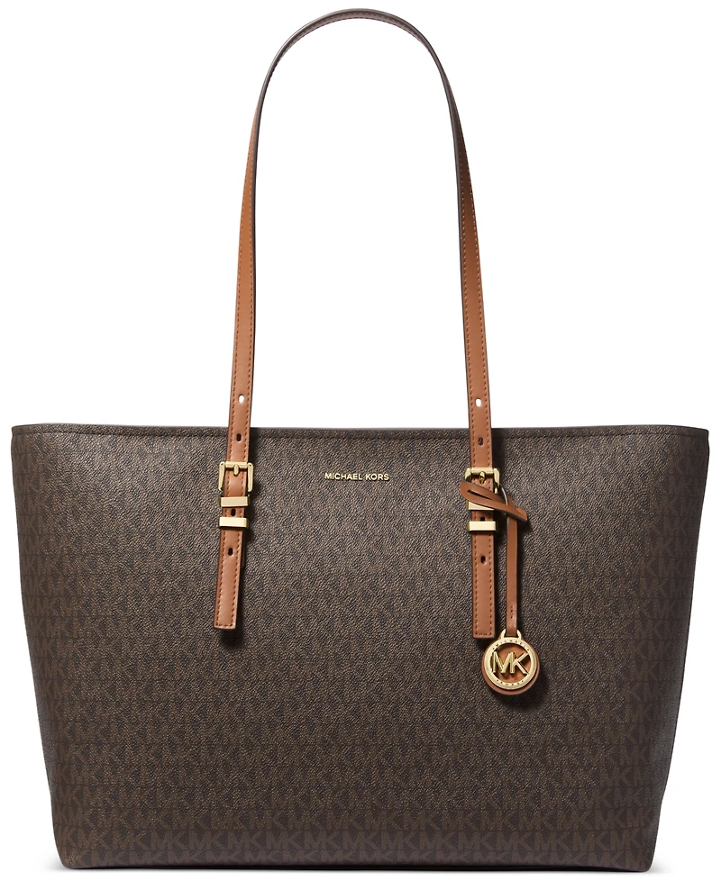 Michael Kors Quinn Large Signature Logo and Leather Tote