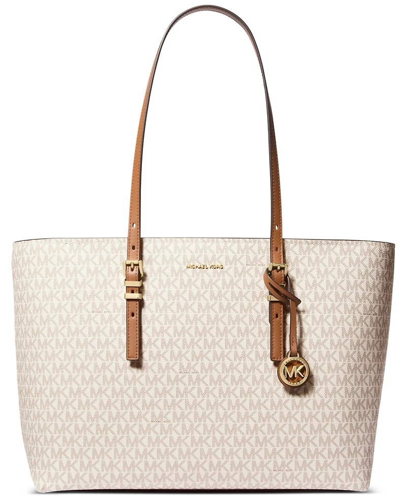 Michael Kors Quinn Large Signature Logo and Leather Tote