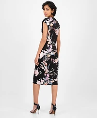 Connected Petite Floral Scuba Crepe Sheath Dress