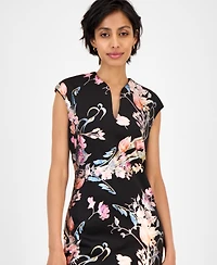 Connected Women's Floral Ponte-Knit Sheath Dress