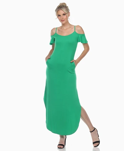 White Mark Women's Cold Shoulder Full Length Maxi Dress