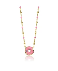14K Gold Plated with Pink Donut Solitaire Necklace