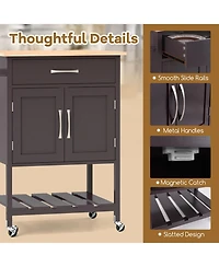 Rolling Kitchen Island Cart with Drawer and Towel Rack
