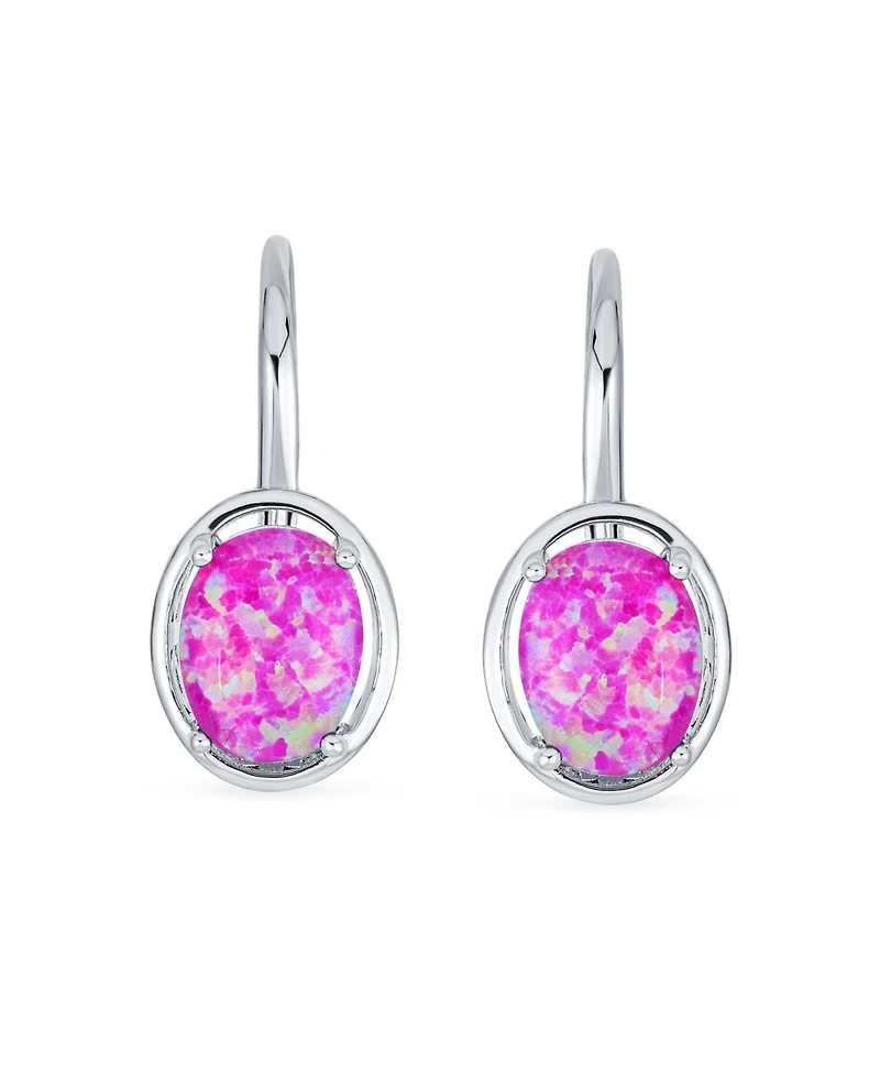 Bling Jewelry White Blue Purple Created Opal Dangle Earrings Sterling Silver