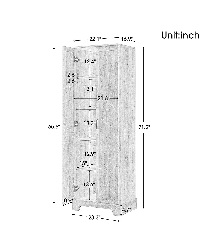 Casainc 71.2"H Storage Cabinet with 2 Doors and Adjustable Shelf, Mdf