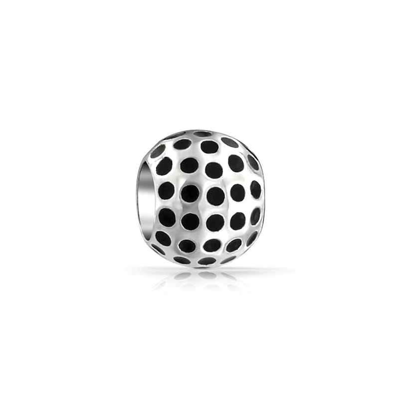Bling Jewelry Golfer Sport Golf Ball Bead Black Oxidized Sterling Silver Fits European Bracelet