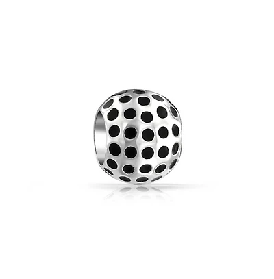 Bling Jewelry Golfer Sport Golf Ball Bead Black Oxidized Sterling Silver Fits European Bracelet