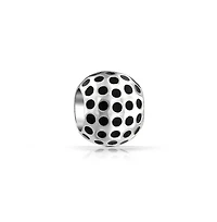 Bling Jewelry Golfer Sport Golf Ball Bead Black Oxidized Sterling Silver Fits European Bracelet