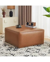 Modern Faux Leather Ottoman Square Footrest with Foam Cushion Modular Sectional Ottoman for Living Room Seating or Coffee Table Use-The Pop Home