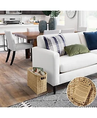 Casafield Magazine Holder Basket with Handles - Oval Seagrass Storage Bin for Bathroom, Home Office - Natural