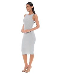 Bebe Women's Racer Neck Milan Metallic Maxi Dress