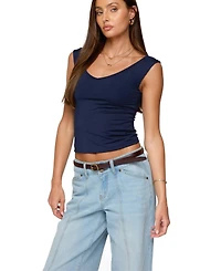 Edikted Women's Angeline Wide V Neck Top