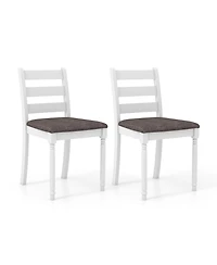Gymax Wooden Dining Chair Set of 2 w/ Acacia Wood Legs Padded Cushion Ladder Back