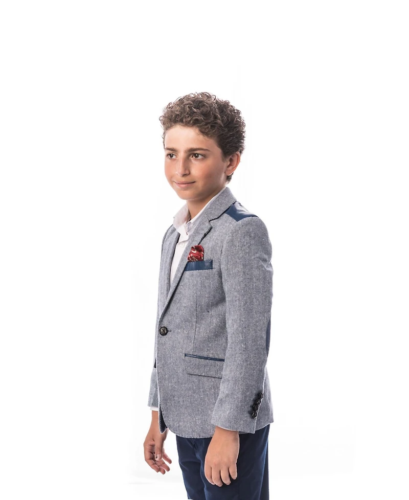 Elie Balleh Toddler Slim Fit Tweed & Faux Leather Blazer