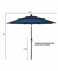 10 Feet 3 Tier Outdoor Patio Umbrella with Double Vented