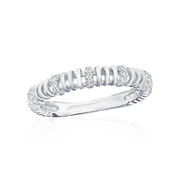 Sterling Silver, 3.5mm Wire Design Cz Ring