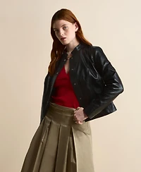 Furniq Uk Women's Leather Bomber Jacket, Created for Macys