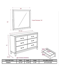 Kings Brand Furniture Ambroise Wood Dresser & Mirror, Gray/Black