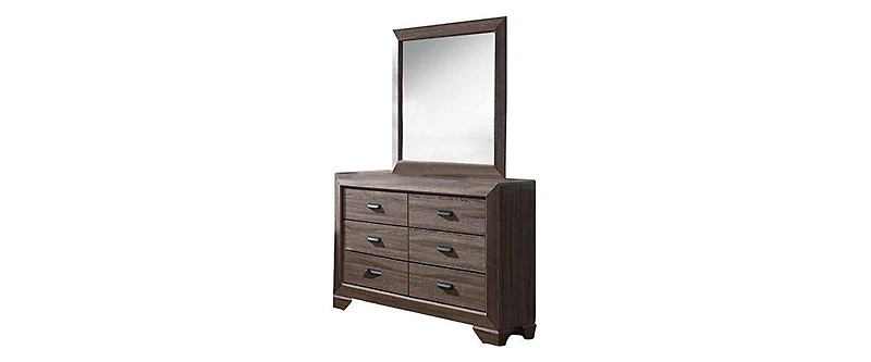 Kings Brand Furniture Kerry Wood 6-Drawer Dresser with Mirror, Brown