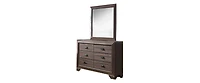 Kings Brand Furniture Kerry Wood 6-Drawer Dresser with Mirror, Brown