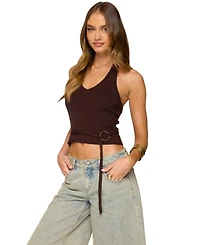 Edikted Women's Kez Belted Knit Halter Top