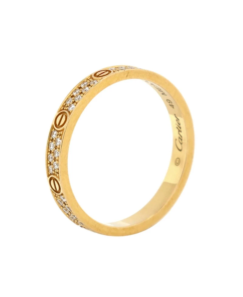Pre-Owned Cartier Small Love Wedding Band Pave Diamonds Ring 18K Gold and Diamonds
