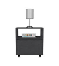One Drawer Faux Wood Nightstand for Bedroom Storage and Bedside Table