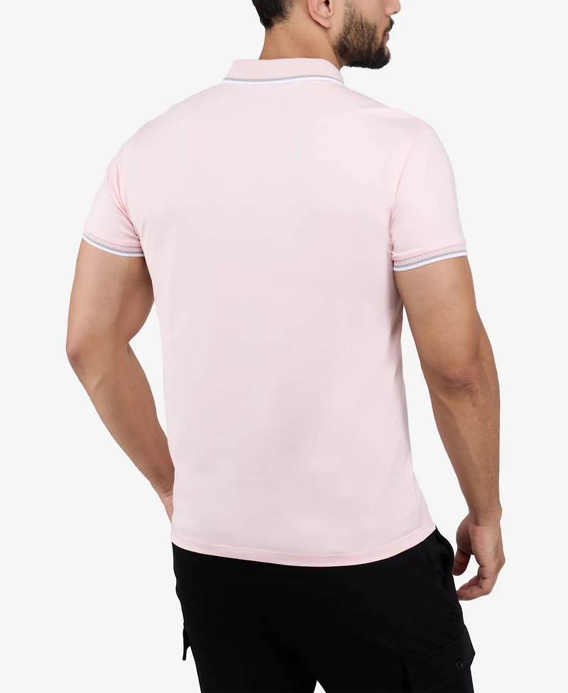 X-Ray Men's Short Sleeve Texture Rib Polo Shirt