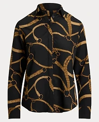 Lauren Ralph Women's Classic-Fit Belting-Print Crepe Shirt