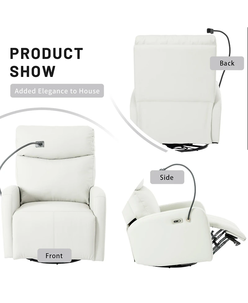 Streamdale 270 Power Swivel Recliner with Usb Ports for Nursery & Living Room