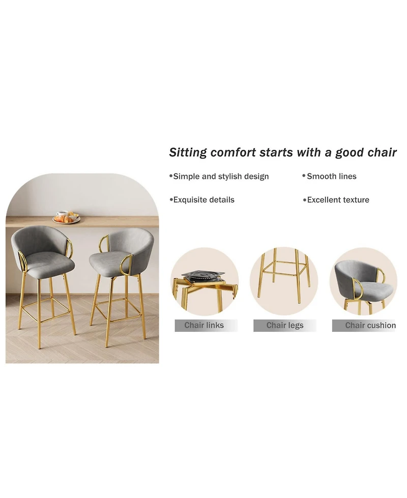 Streamdale Furniture 30" Swivel Velvet Bar Stools Set of 4