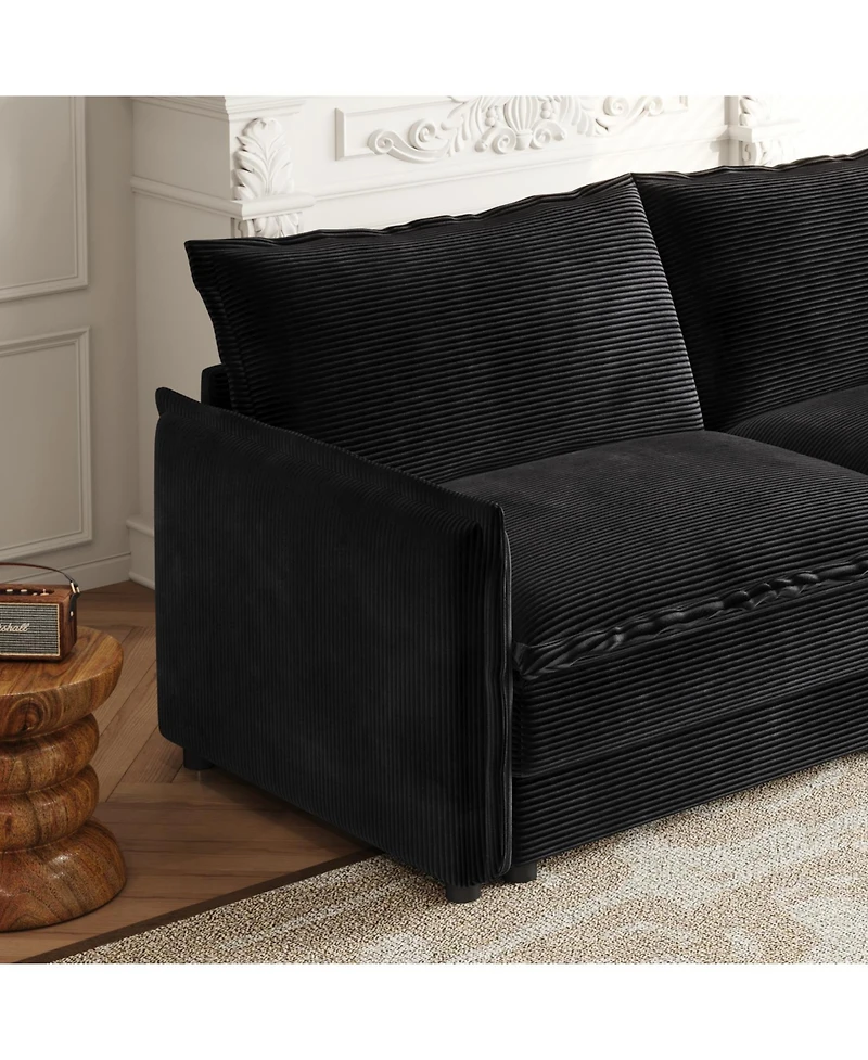 Streamdale Corduroy -Seater Cloud Couch with Footrests & Cushions