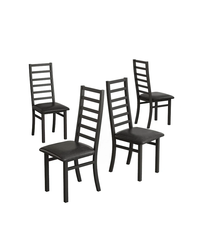 Streamdale Black Pu Leather Dining Chairs Set of 4, Steel Legs
