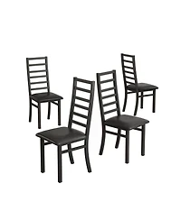 Streamdale Black Pu Leather Dining Chairs Set of 4, Steel Legs