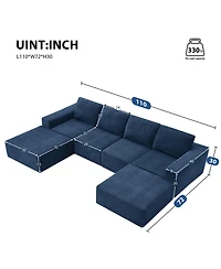 Streamdale Furniture Modular Sectional Sofa with Ottomans: Cloud Chenille Comfort, No Assembly