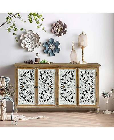 Streamdale Furniture Floral Carved Accent Cabinet for Storage
