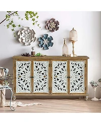 Streamdale Furniture Floral Carved Accent Cabinet for Storage