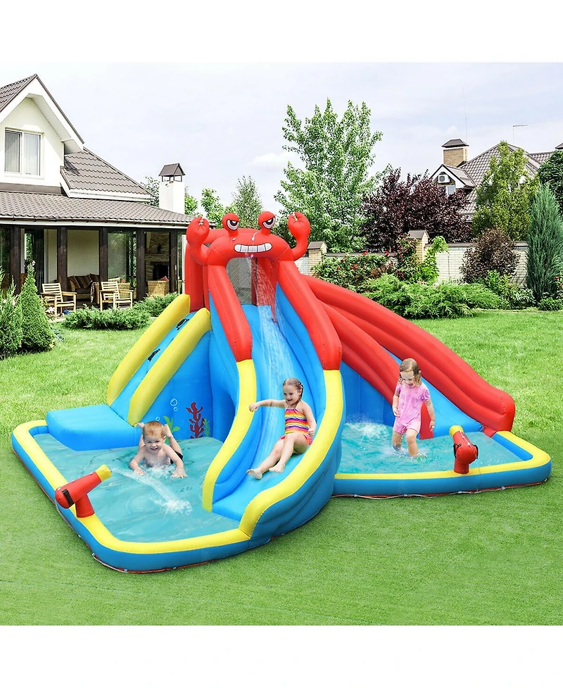 Inflatable Water Slide Crab Dual Slide Bounce House Splash Pool Without Blower