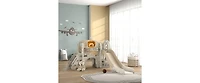 Kids Slide Playset Structure, Freestanding Castle Climber with Slide and Basketball Hoop