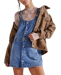 Free People Women's Edie Denim Cotton Overalls Dress