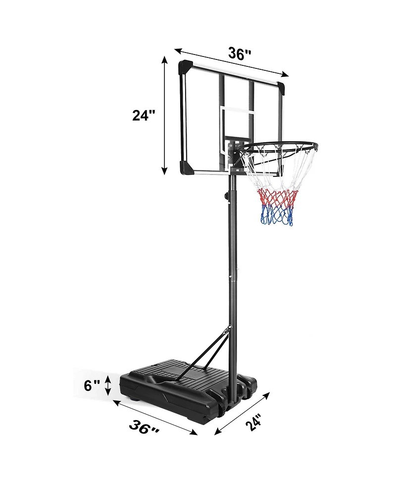 35.4 in. Transparent Backboard 6.2 ft. x 8.5 ft. Basketball Hoop Basketball System with Adjustable Height and Wheels