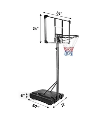 35.4 in. Transparent Backboard 6.2 ft. x 8.5 ft. Basketball Hoop Basketball System with Adjustable Height and Wheels