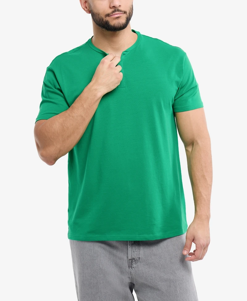 X-Ray Men's Basic Henley Neck Short Sleeve T-Shirt