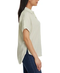 Gloria Vanderbilt Women's Daisy Drop-Hem Button Shirt