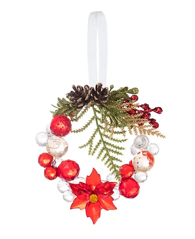 Ganz Kissing Krystals Poinsettia Beaded Wreath Ornament