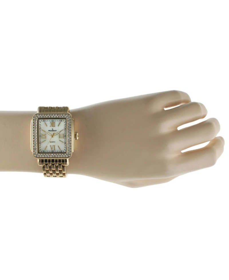 Peugeot Women's Gold Tank Bracelet Watch with Panther Link Gold-Tone Bracelet Strap
