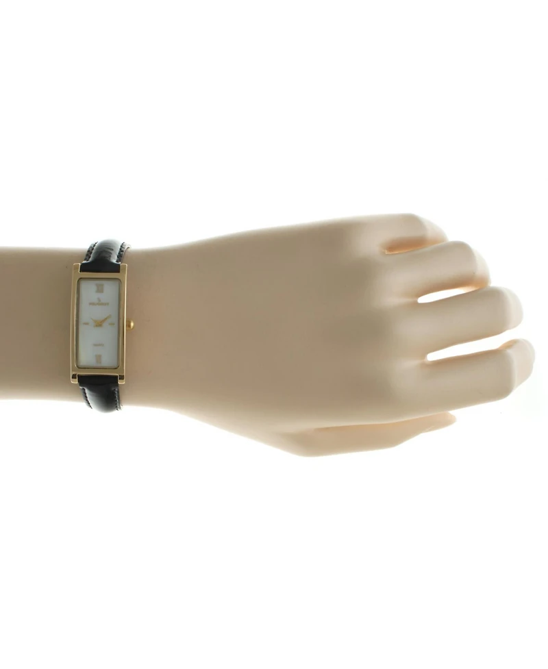 Peugeot Women 36x18mm Watch Glossy Black Leather Strap